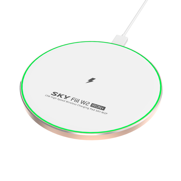 SKY 필 W2 아이언+ 15W 고속 무선충전기 패드 SKY-W2P, 화이트 + 골드, 1개