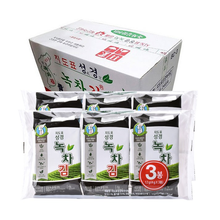 성경식품 지도표 녹차 식탁김, 4g, 72개입