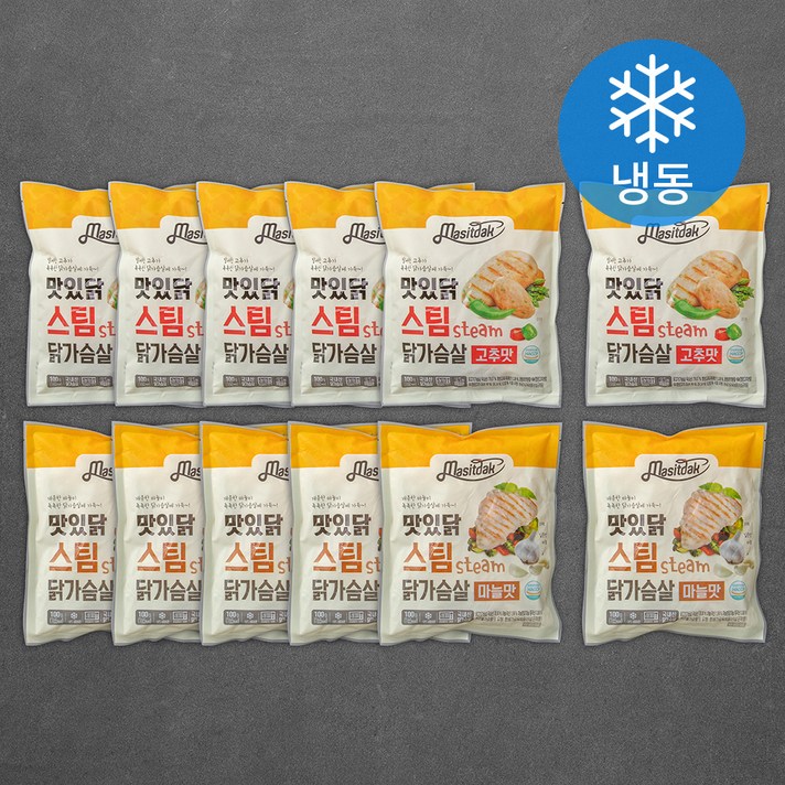 맛있닭 닭가슴살 수비드 스팀 100g x 2종 x 6팩 세트 (냉동), 1세트