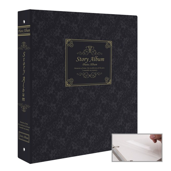 스토리앨범 대용량 백지접착 앨범, 클래식 블랙, 50매