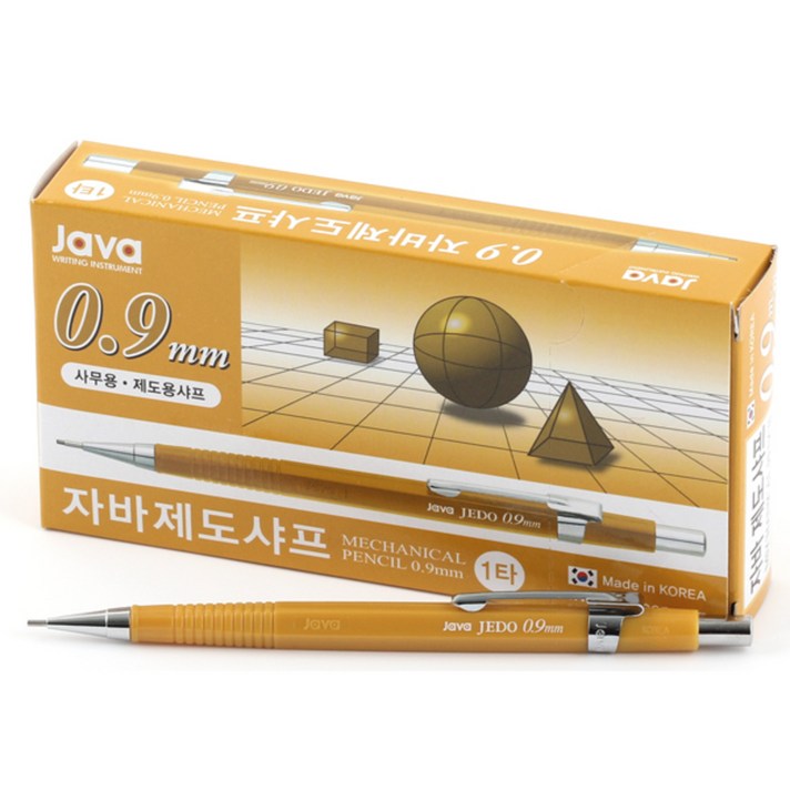 자바펜 0.9 제도샤프, 노랑, 12개입