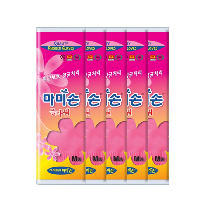 마미손 플라워 고무장갑 중(M), 5개