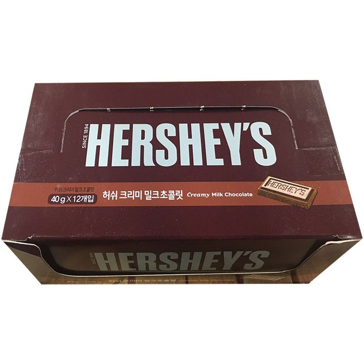 롯데제과 허쉬 크리미 밀크 초콜릿, 40g, 12개입