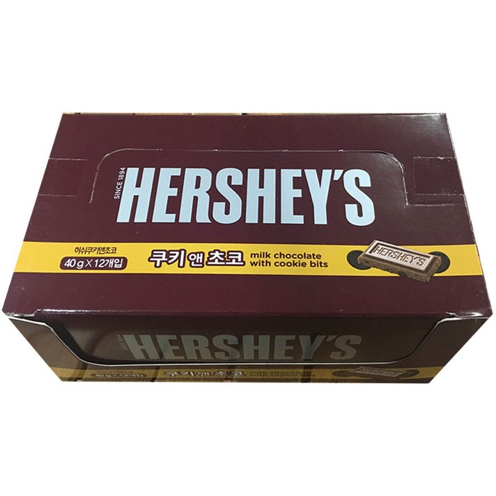 허쉬 쿠키 앤 초코 초콜릿, 40g, 12개