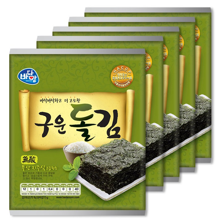 바다맘 구운돌김, 15g, 5개입