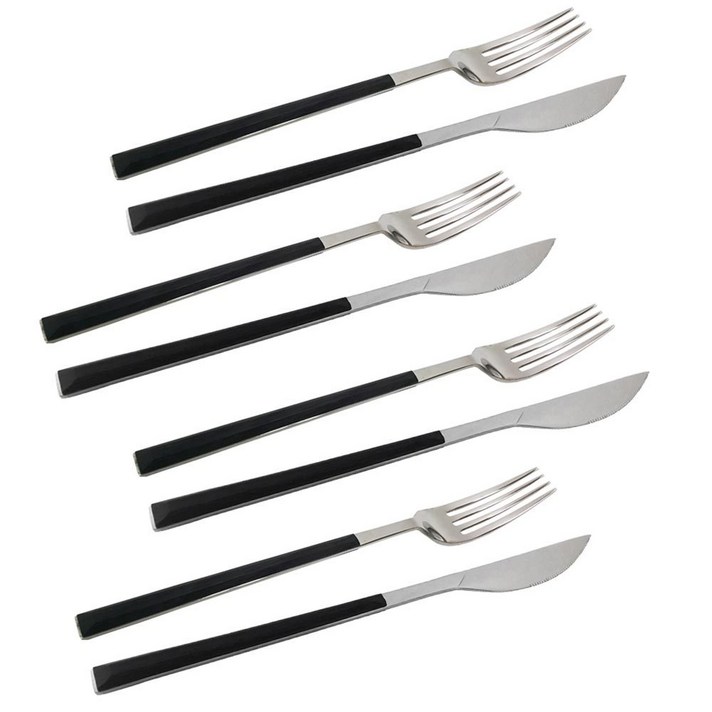 트위그뉴욕 테이블 포크 4p + 테이블 나이프 4p, SilverBlack, 1세트