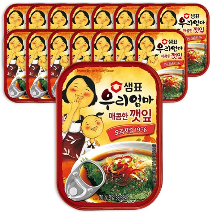 샘표 우리엄마 깻잎 매콤한맛, 70g, 16개입