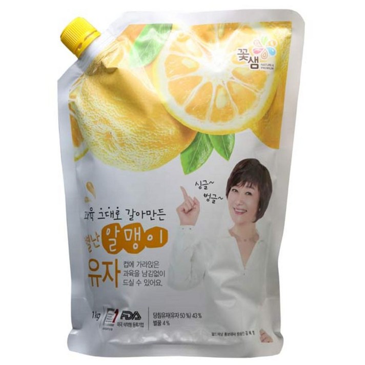 꽃샘 별난 알맹이 유자차, 1kg, 1개