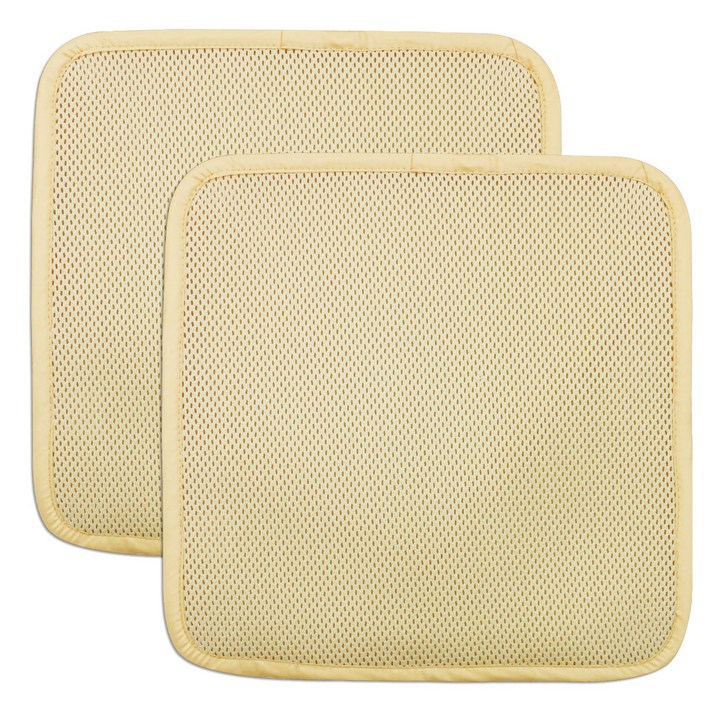 더자리 3D 쿨 에어매쉬 차량용 방석, 베이지, 2개입