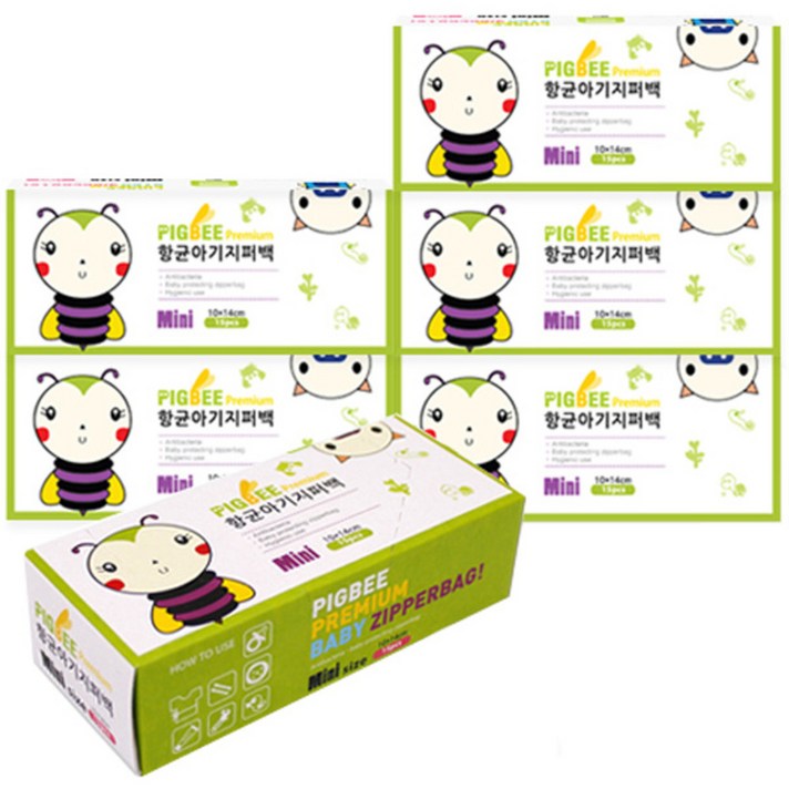피그비 항균아기지퍼백 15p, 6개입