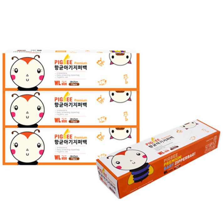 피그비 항균아기지퍼백 15p, 4개입