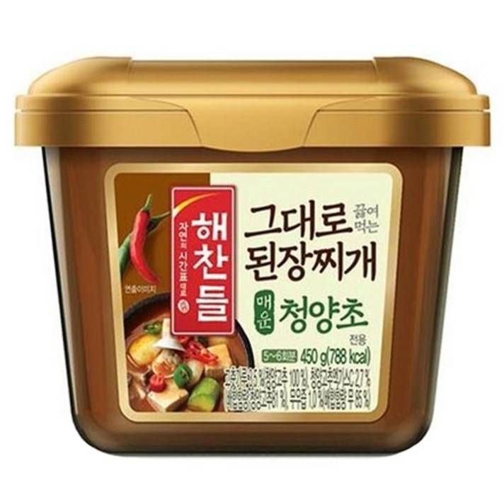 해찬들 그대로 끓여먹는 된장찌개 매운 청양초 전용 된장, 450g, 1개