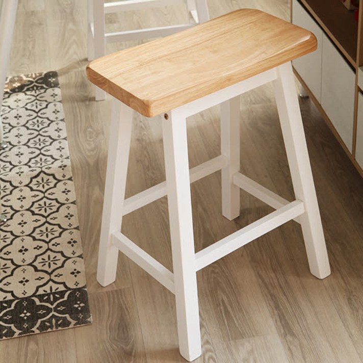 베스트리빙 댄버 아일랜드 통원목 의자 2p, 화이트 + 내츄럴