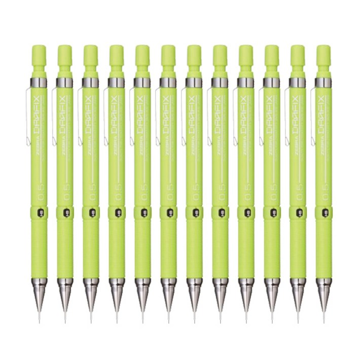 제브라 드라픽스 샤프펜슬 라이트 그린, 0.5mm, 12개입