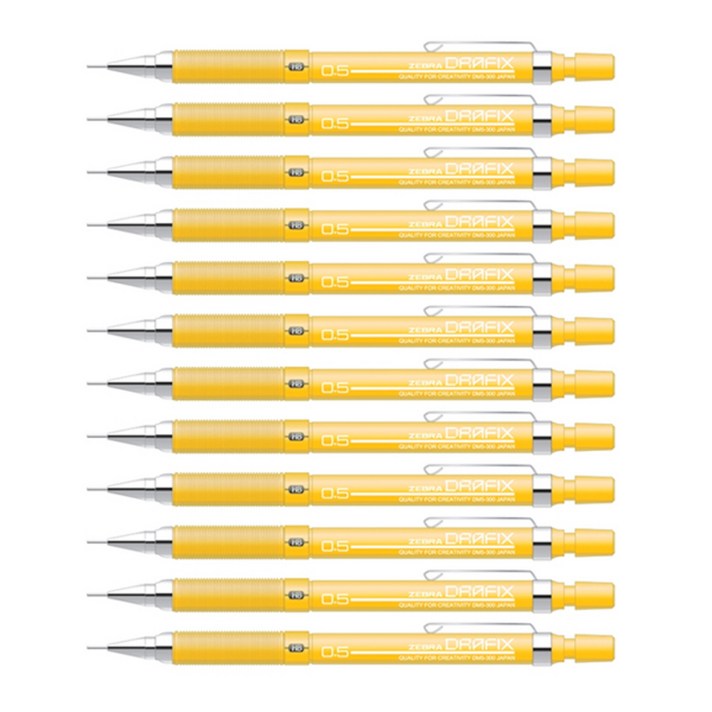 제브라 드라픽스 샤프펜슬 네온 옐로우, 0.5mm, 12개입