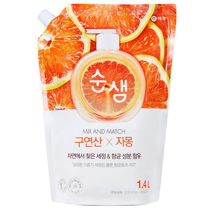 순샘 구연산 자몽 주방세제 리필, 1.4L, 1개