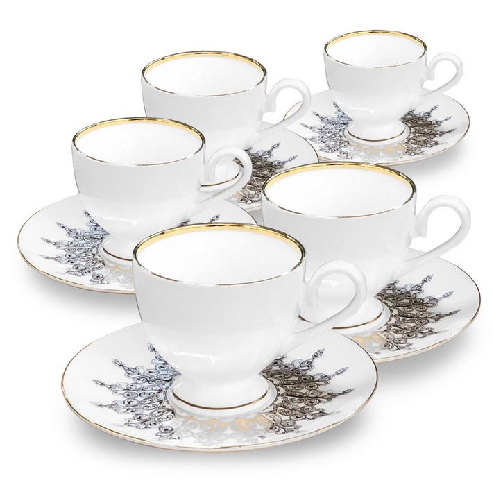 다이아나 커피잔 5인조 세트 금장, 1세트