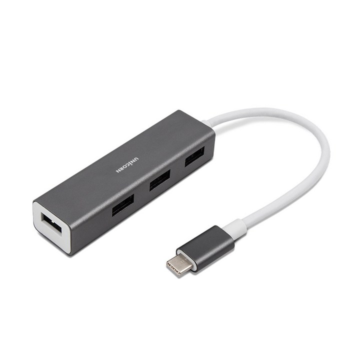 유니콘 C타입 USB 3.0 4포트 무전원 USB허브 TH-400C, 혼합 색상