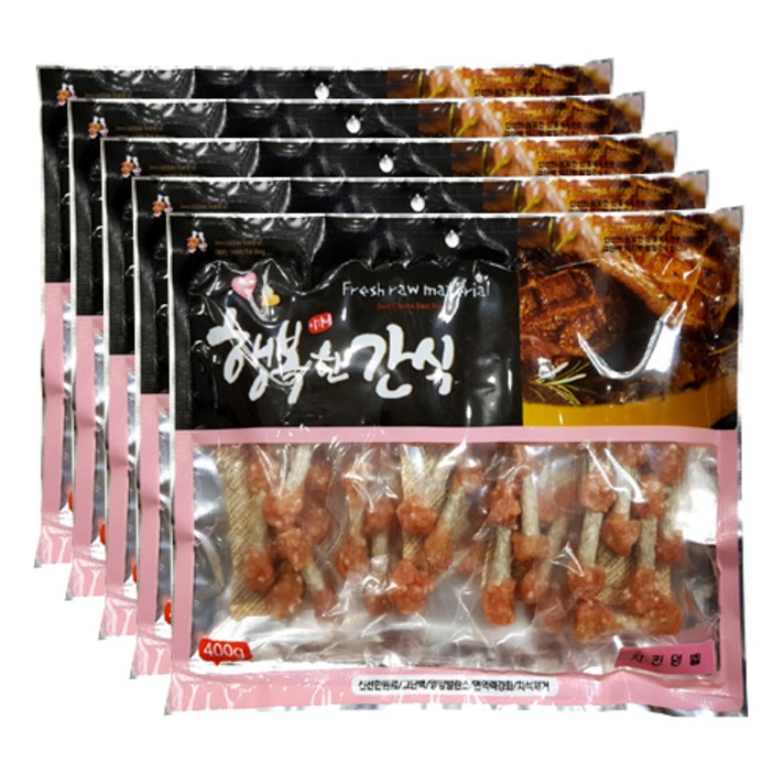 행복한간식 강아지 사사미 간식 400g, 치킨 덤벨맛, 5개