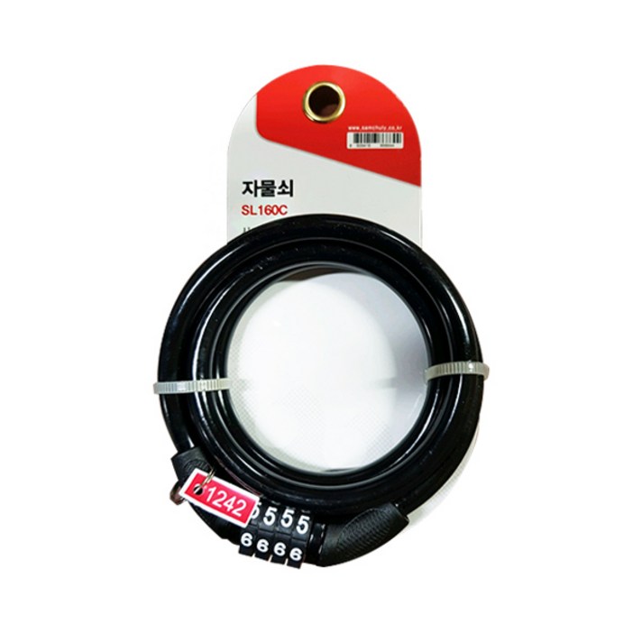 삼천리 4단 컬러 번호 고정형 자전거 잠금장치 소, 블랙, 1개