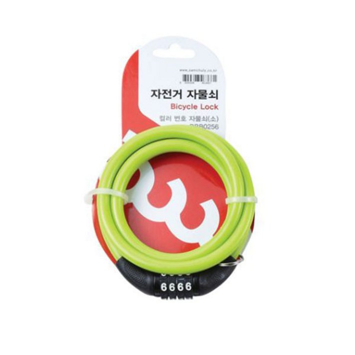 삼천리 4단 컬러 번호 고정형 자전거 잠금장치 소, 그린, 1개