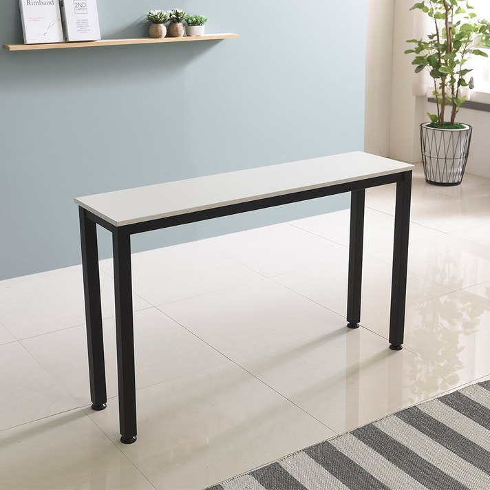홈인홈 the 튼튼한 홈 바 테이블 1000 x 300 mm, 상판 (화이트) + 다리 (블랙)
