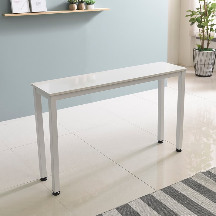 홈인홈 the 튼튼한 홈 바 테이블 1200 x 300 mm, 상판 (화이트) + 다리 (화이트)