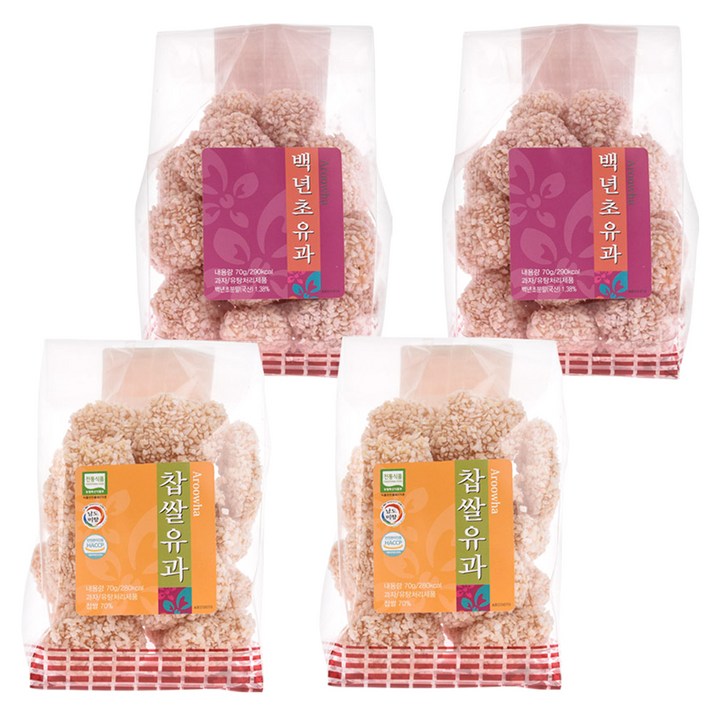 아루화 담양한과 방울유과 찹쌀 2p + 백년초 2p 세트, 70g, 1세트