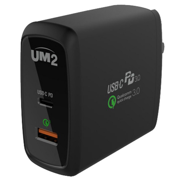 유엠투 여행용 USB-C타입 고속 멀티 충전기, QC60PD(블랙), 1개