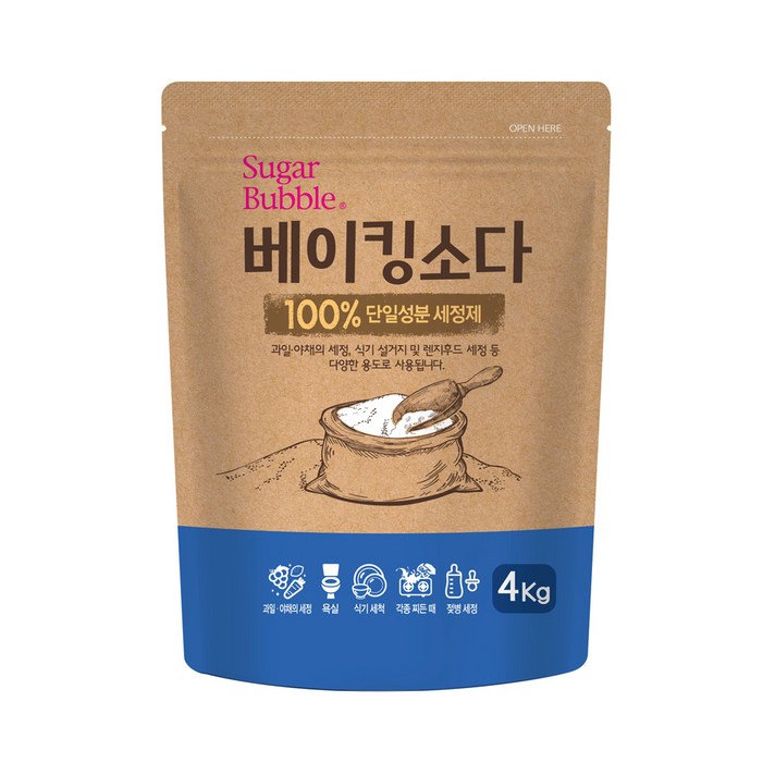 슈가버블 100% 단일성분 베이킹소다, 4kg, 1개