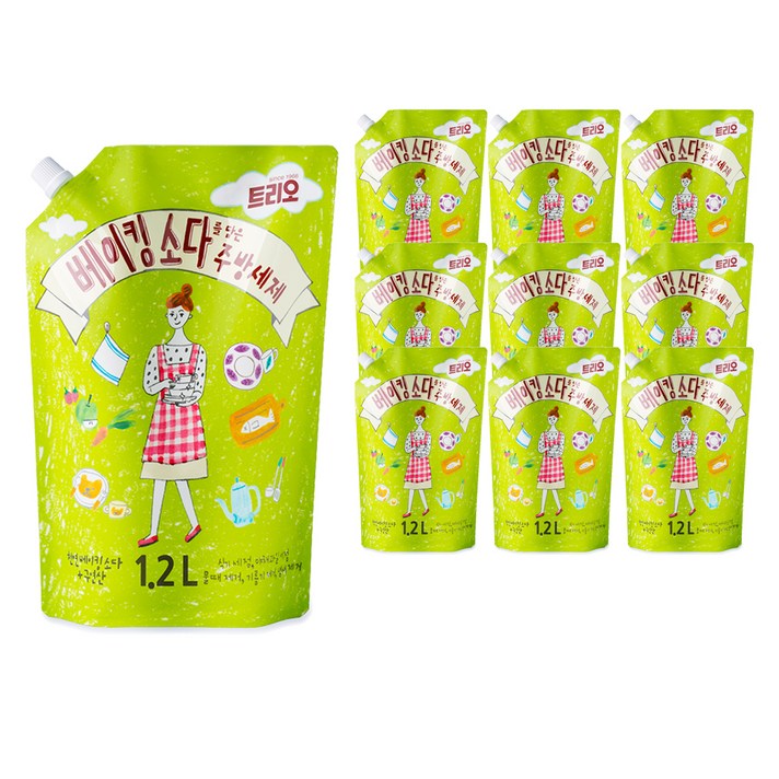 트리오 베이킹소다를 담은 주방세제, 1.2L, 10개
