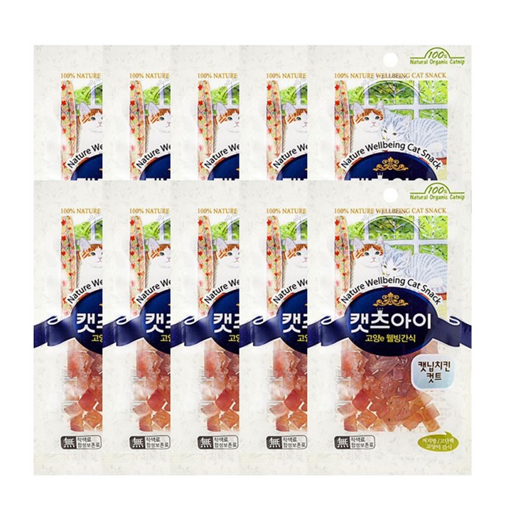 캣츠아이 고양이 간식 닭 27g, 캣닙치킨컷트, 10개입