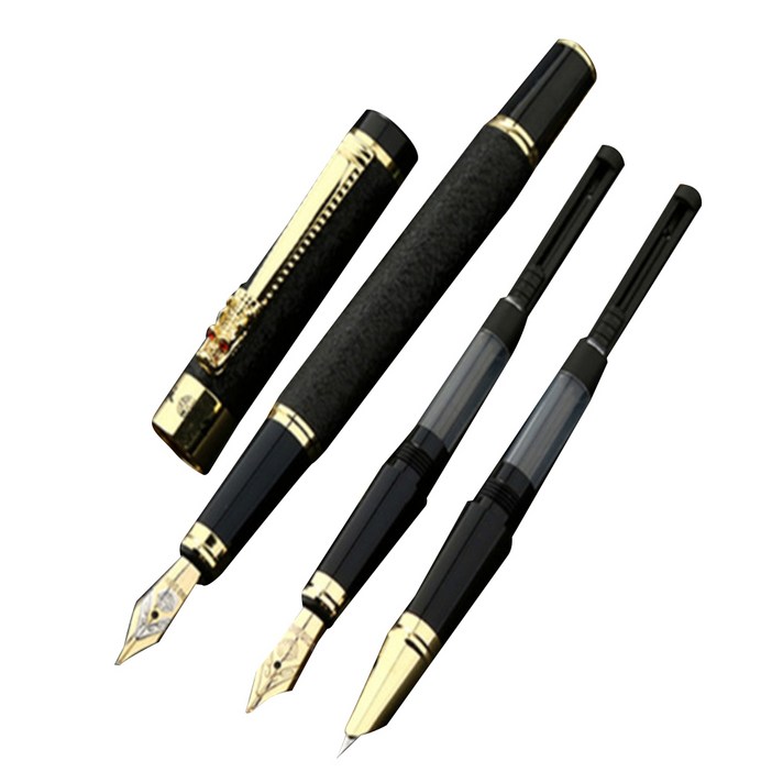 미니띠네 미니제이드 0.38mm + 0.5mm + 0.8mm 펜촉 교체용 만년필 선물세트 블랙, 1세트