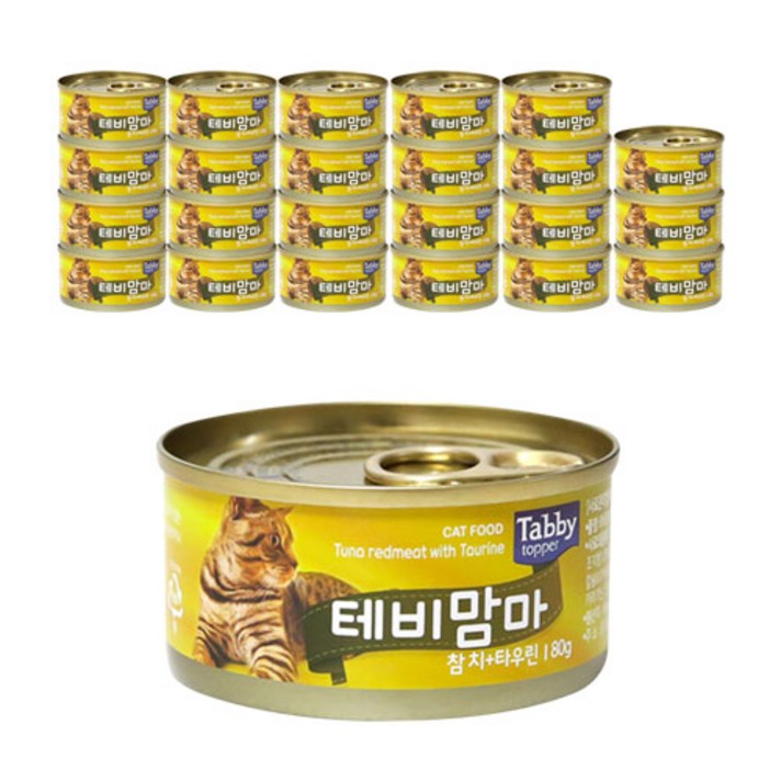 테비맘마 고양이캔 참치 80g, 참치 + 타우린 혼합맛, 24개입