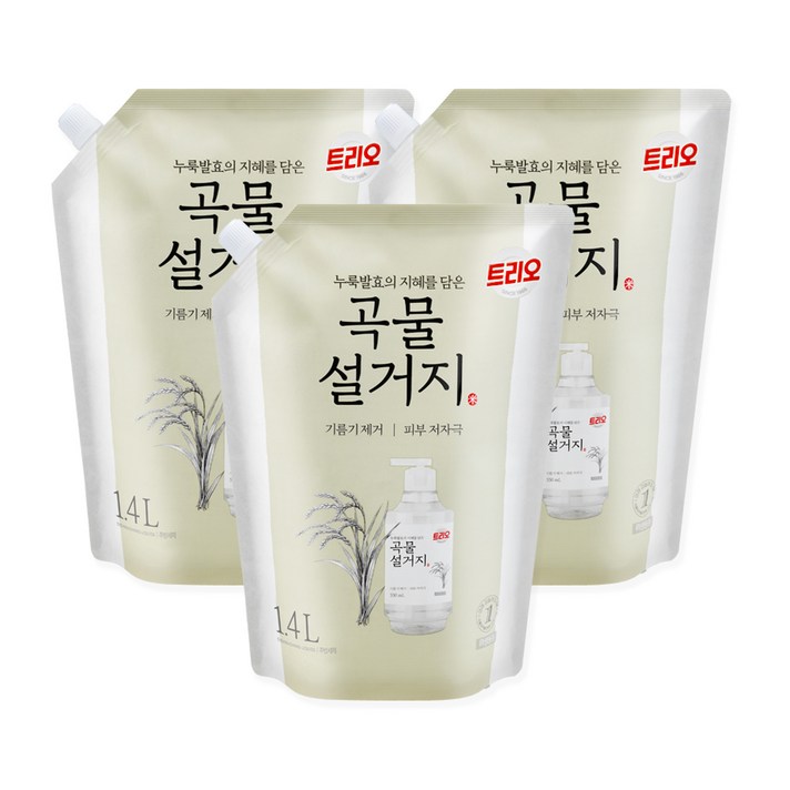 트리오 누룩 곡물 설거지 주방세제, 1.4L, 3개입