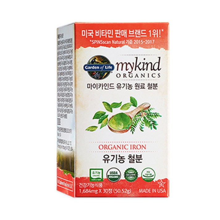 마이카인드 유기농 철분, 30정, 1개
