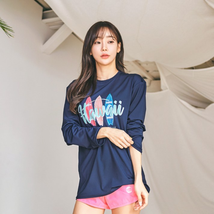 펀한커플 남녀공용 루즈핏 래쉬가드 상의 B4204
