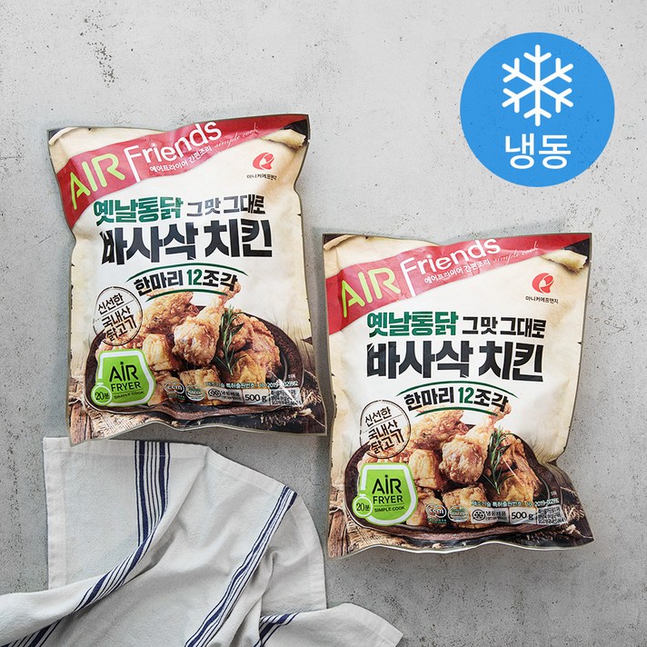 마니커에프앤지 바사삭치킨 한마리 12조각 (냉동), 500g, 2개입
