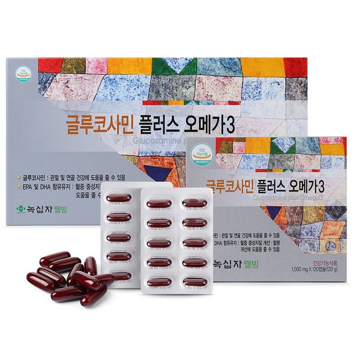 GC녹십자웰빙 글루코사민 플러스 오메가3, 120정, 2개입