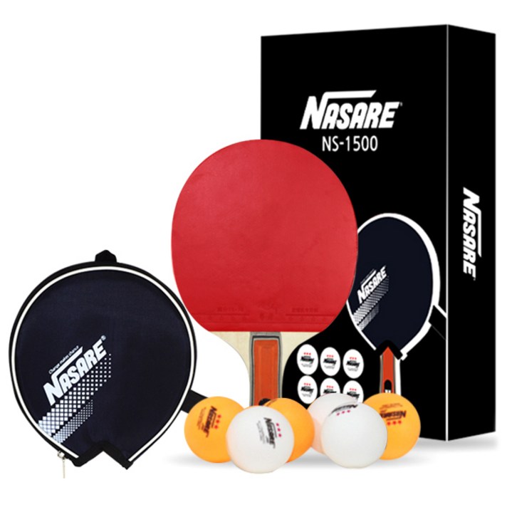 나사레 탁구라켓 NS-1500 + 헤드 케이스 + 탁구공 랜덤 발송 6p