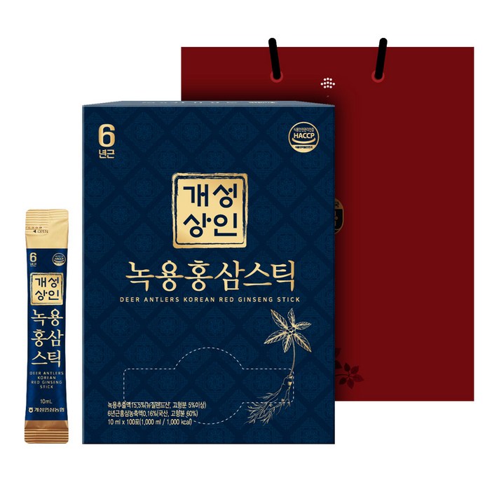 개성상인 녹용 홍삼스틱 100p + 쇼핑백, 10ml, 100포