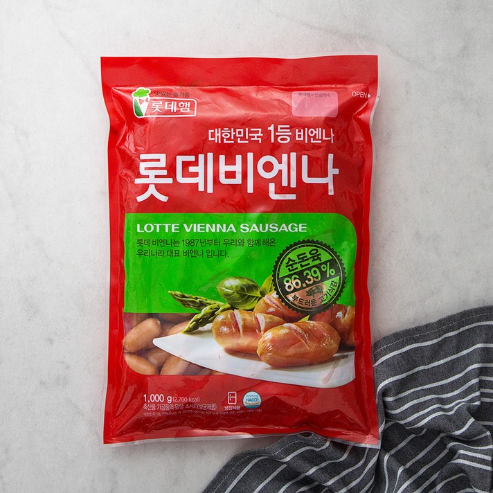 롯데햄 롯데비엔나 소시지, 1kg, 1개