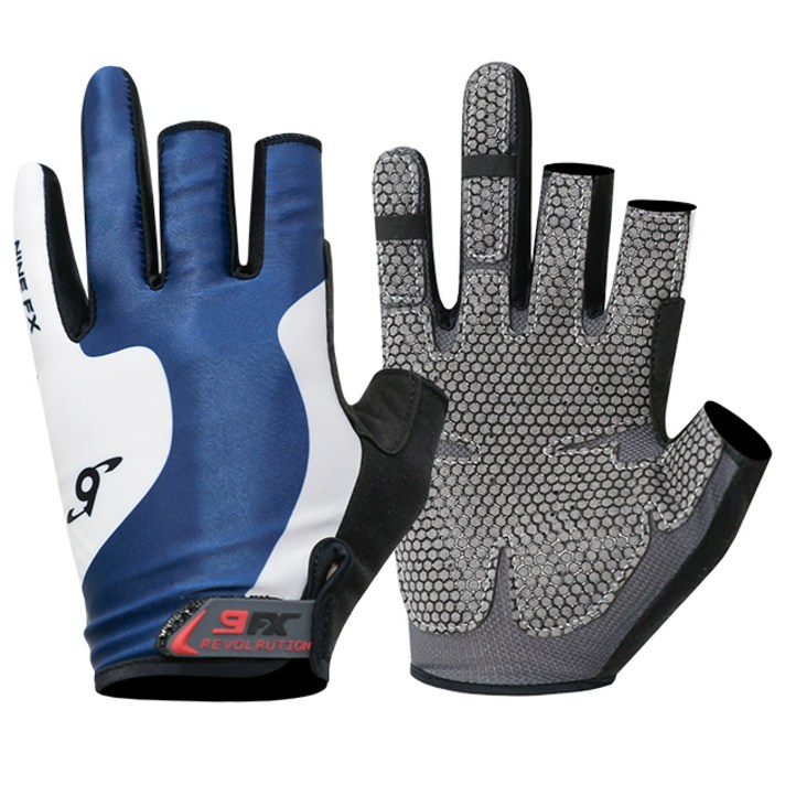나인에프엑스 스포츠 피싱글로브 3컷 사계절용 낚시장갑, 블루나인