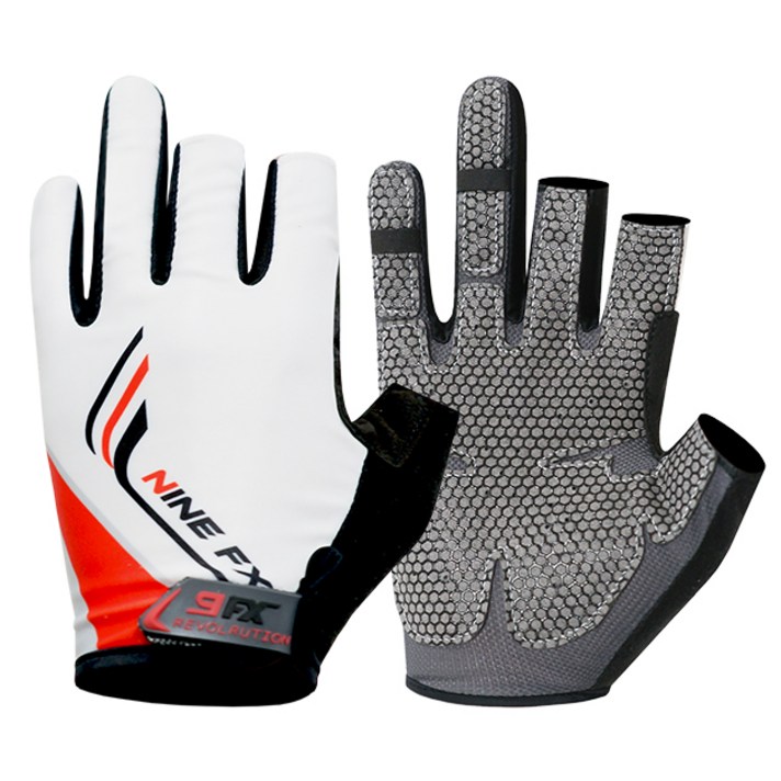 나인에프엑스 스포츠 피싱글로브 3컷 사계절용 낚시장갑, 화이트