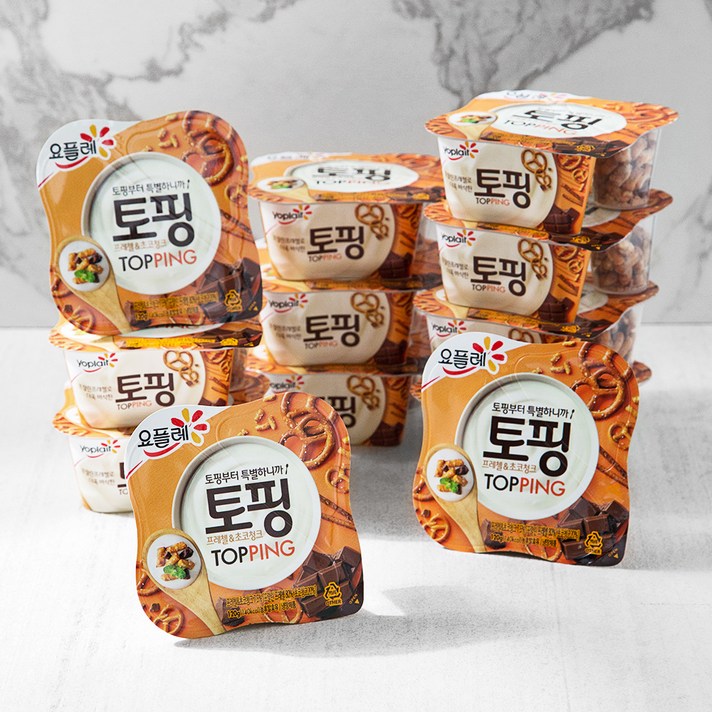요플레 토핑 프레첼 & 초코청크 요거트, 120g, 12개