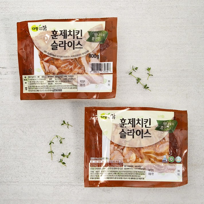 참나무로 훈연한 훈제치킨 슬라이스, 400g, 2개