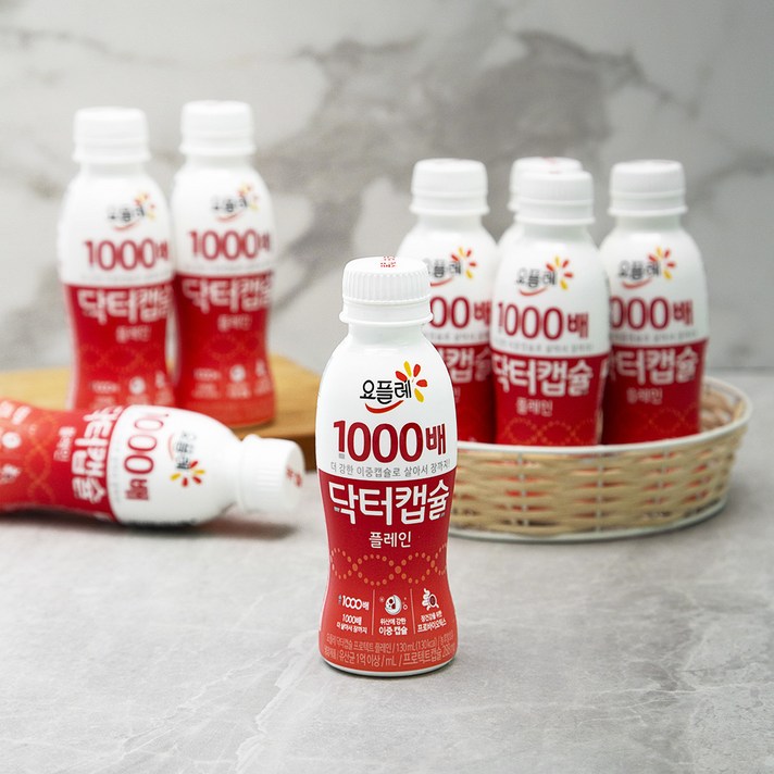 요플레 1000배 닥터캡슐 플레인 요구르트, 130ml, 8개입