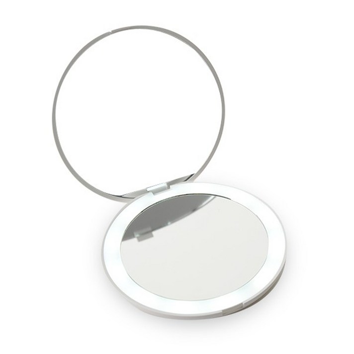 코비 슬림 LED 듀얼미러 휴대용 손거울 MR-L2302, 화이트, 1개