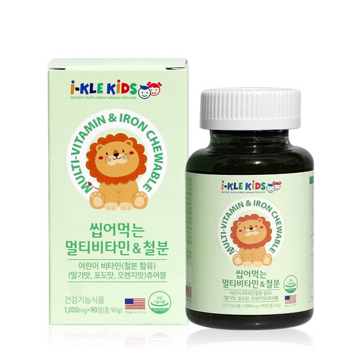 아이클키즈 씹어먹는 멀티비타민 & 철분, 90정, 1개
