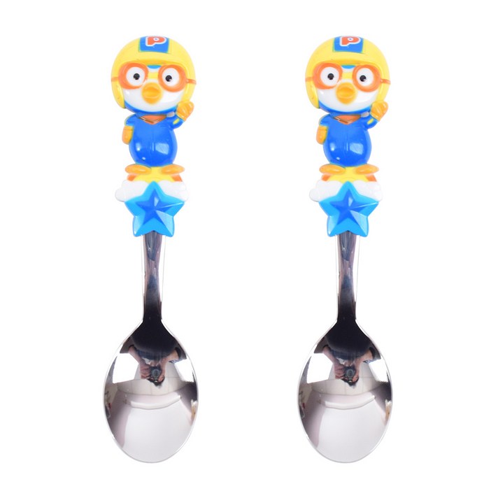 릴팡 뽀로로 입체 핸들 스푼 3기, 혼합 색상, 2개
